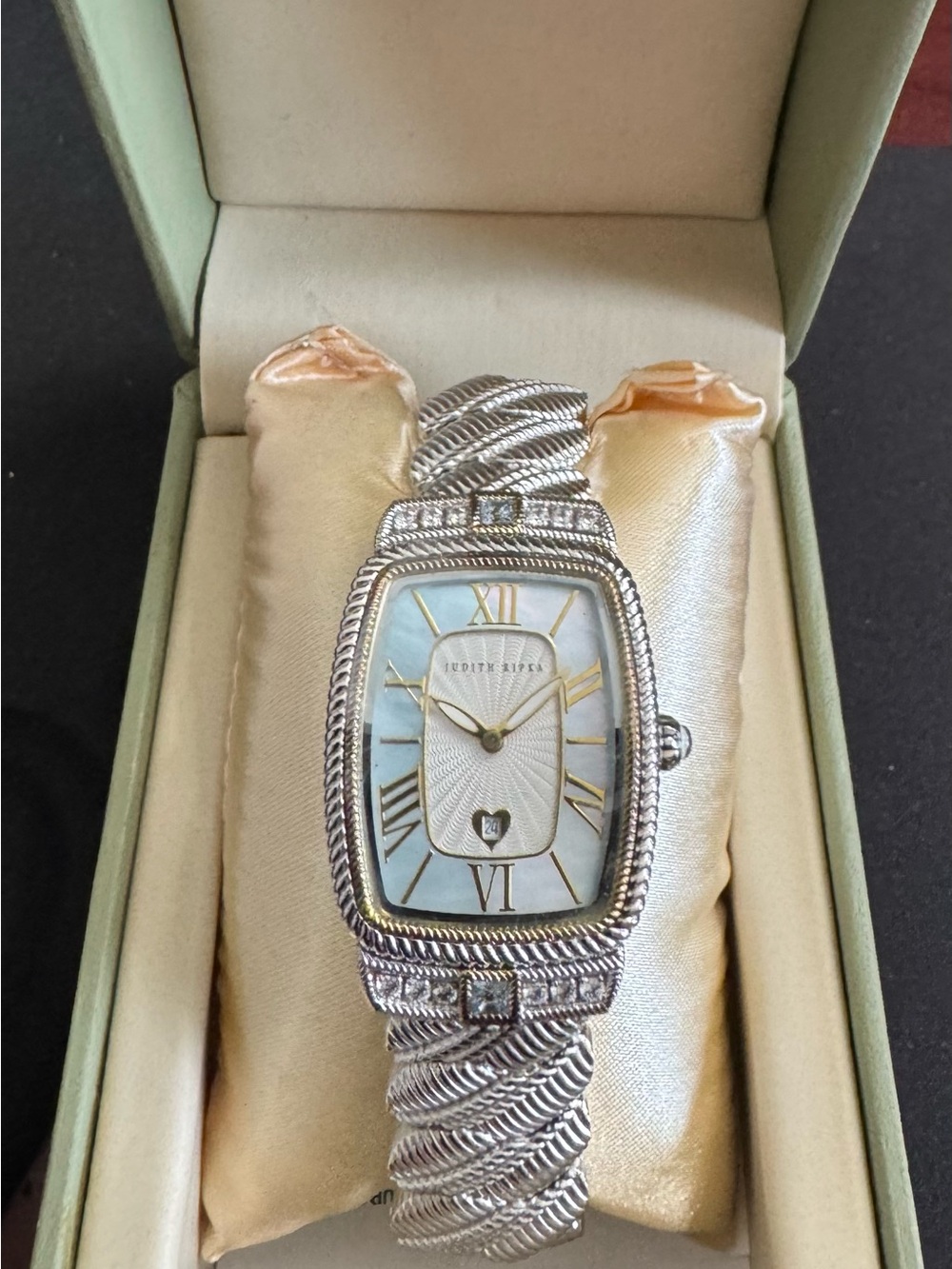 Judith Ripka Blue Topaz & Mother-ofPearl Stainless Steel Watch w/Quartz Movement - Picture 12 of 15